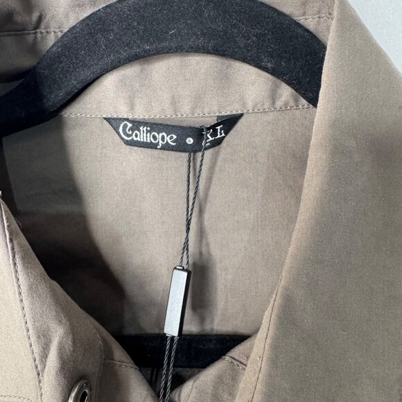 Calliope Womens Dark Olive Long Sleeve Button-Up Shirt XL Cotton Blend - Picture 5 of 15